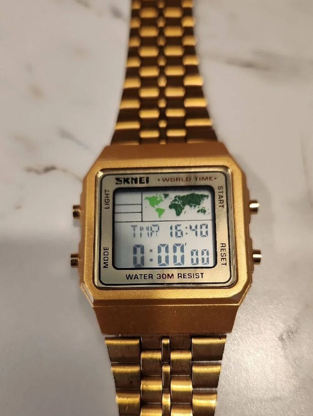 Digital World Time Watch Stainless Steel
